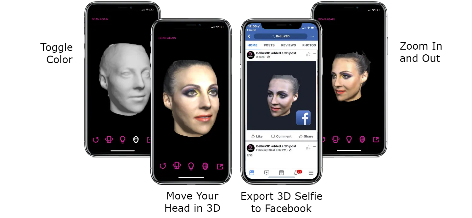 Bellus 3D FaceApp: 把您的iPhone X变成3D人像扫描器